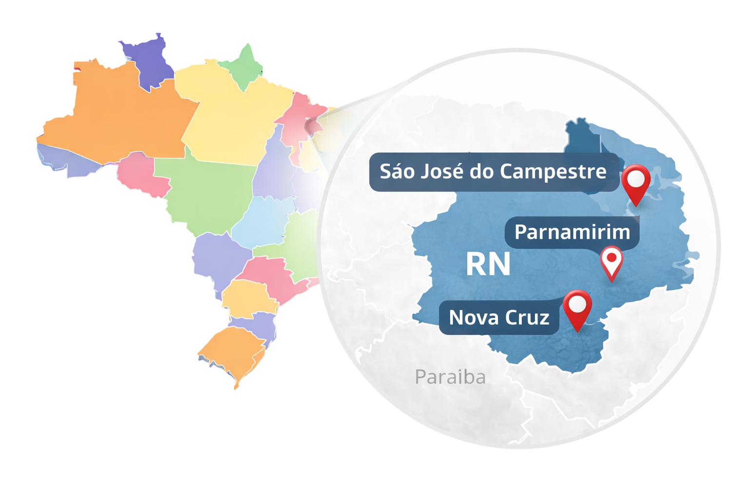 Área de atendimento no RN